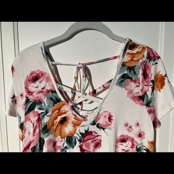 Jessy B Floral Flowers Pink Orange White Blouse - Picture 4 of 12